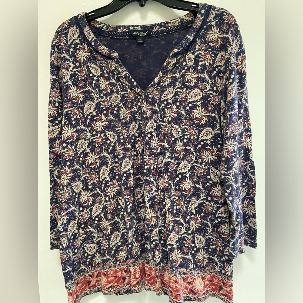 Lucky Brand boho blue top